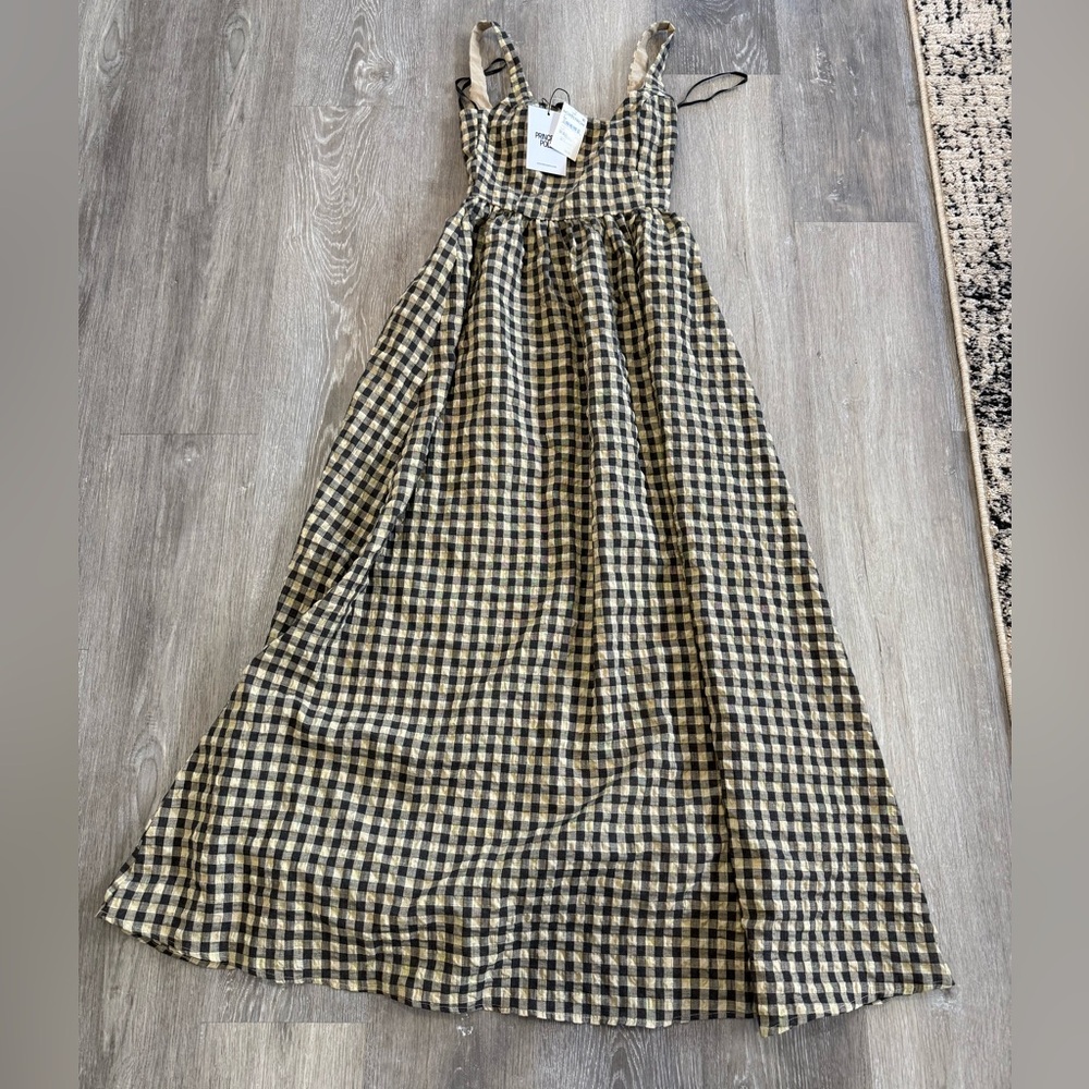 Princess Polly Plaid Black and Cream Maxi Dress - Picture 3 of 7